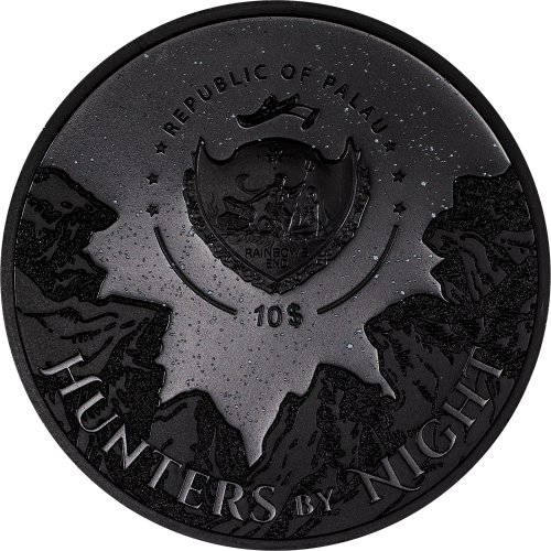 Palau 2023 10$ CAIMAN Hunters By Night 2 Oz Silver Coin