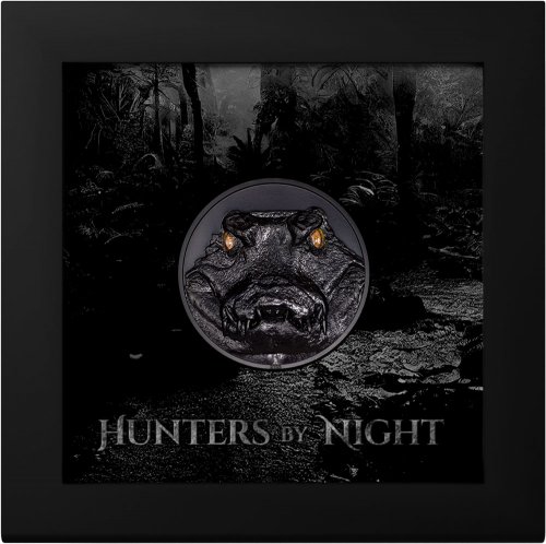 Palau 2023 10$ CAIMAN Hunters By Night 2 Oz Silver Coin