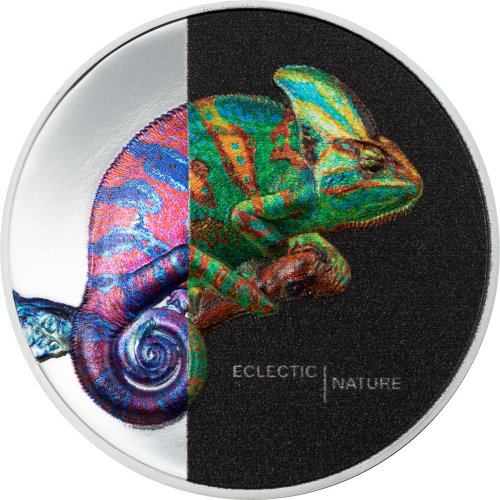 Cook Islands 2023 5$ CHAMELEON Eclectic Nature 1 Oz Silver Coin