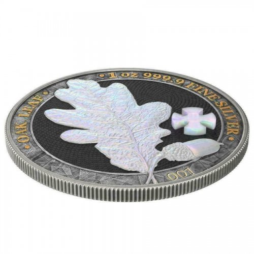 Germania 2019 5 Mark OAK LEAF Pearl Cross No:006 1 Oz Silver Coin