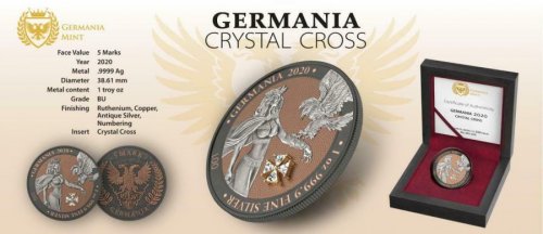 Germania 2020 5 Mark GERMANIA Crystal Cross 1 Oz Silver Coin