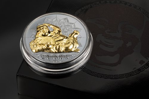 Palau 2018 10$ LAUGHING BUDDHA Lying 2 Oz Silver Coin