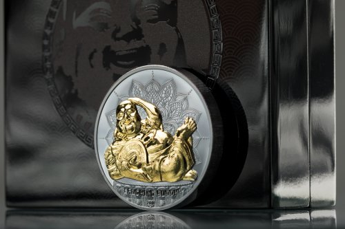 Palau 2018 10$ LAUGHING BUDDHA Lying 2 Oz Silver Coin