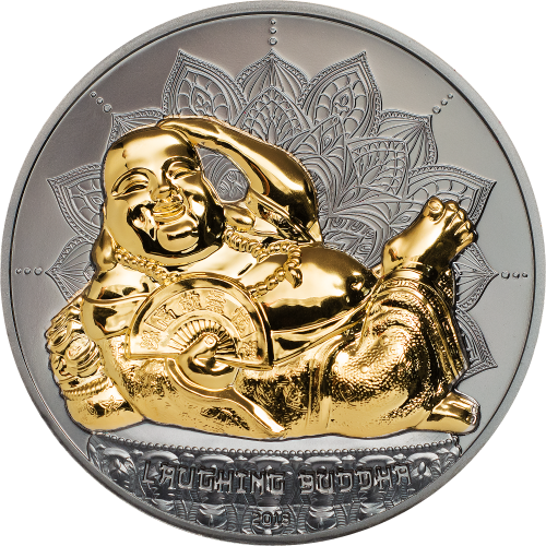 Palau 2018 10$ LAUGHING BUDDHA Lying 2 Oz Silver Coin