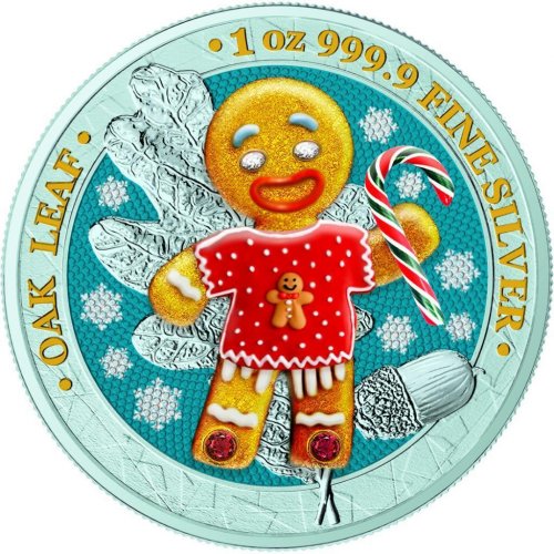 Germania 2019 5 Mark - Bejeweled Gingerbread Man Candy Sweat - 1 Oz Silver Coin