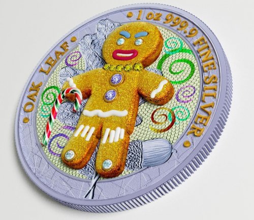 Germania 2019 5 Mark - Bejeweled Gingerbread Man Crystals 1 Oz Silver Coin