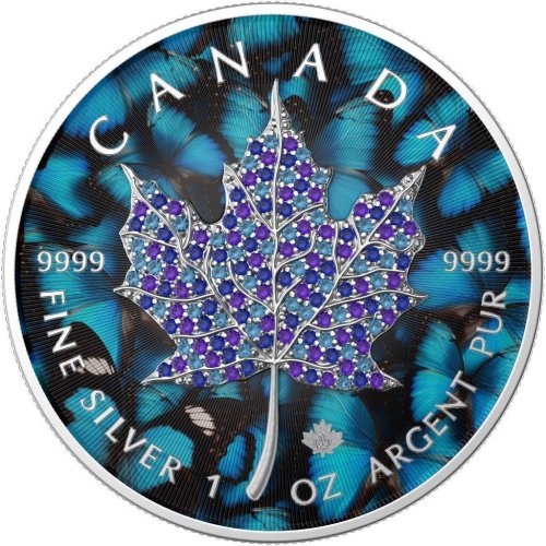 Canada 2022 5$ Maple Leaf Seasons January 1Oz Silver Coin with Bejeweled Insert