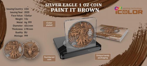 USA 2020 1$ Liberty i-Color Edition - PAINT IT BROWN 1 Oz Silver coin