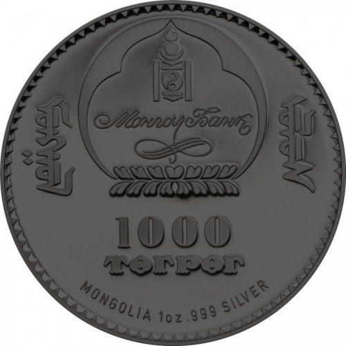 Mongolia 2014 500 Togrog - Chinggis Khaan - Ruthenium & Gilded 1 Oz Silver Coin