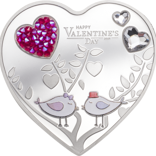 Cook Islands 2021 5$ Heart coin - Happy Valentine's Day Silver Coin