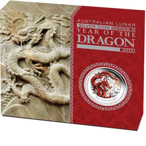 Australia 2012 1$ - DRAGON Lunar Year Series 1 Oz Coloured Silver coin