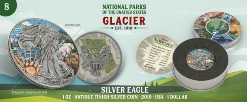 USA 2019 $1 US National Park - GLACIER 1 Oz Silver Coin 99 pcs only