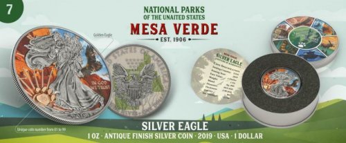 USA 2019 $1 US National Park - MESA VERDE 1 Oz Silver Coin 99 pcs only