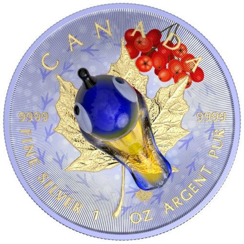 Canada 2022 5$ Maple leaf - Murano glass Series -Tit 1 Oz Silver Coin