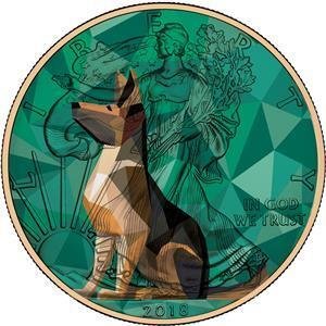 USA 2018 1$ Liberty- Year of the Dog Gilded - 1 Oz silver coin