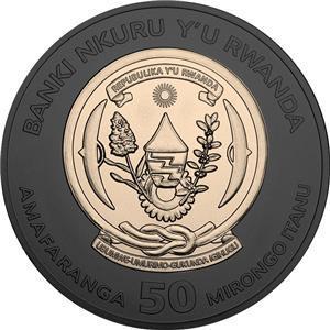 Rwanda 2018 RWF Lunar Year of the Dog 1 Oz Silver Multi Plated Coin