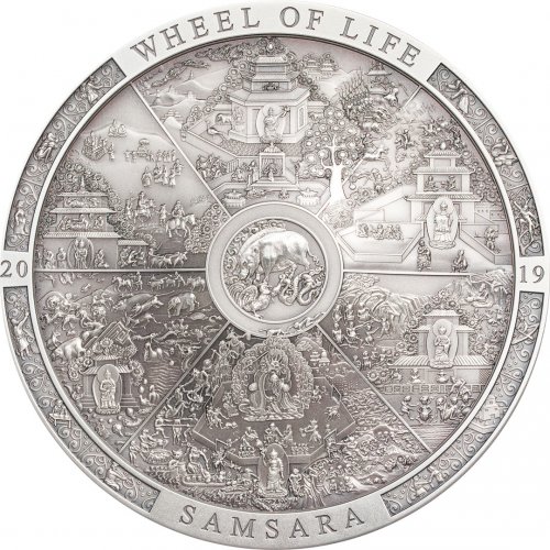 Cook Islands 2019 20$ SAMSARA WHEEL OF LIFE Archeology 3 Oz Silver coin