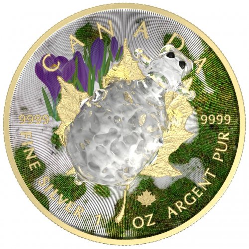 Canada 2022 5$ Maple leaf - Murano glass Series -white Sheep 1 Oz silver coin