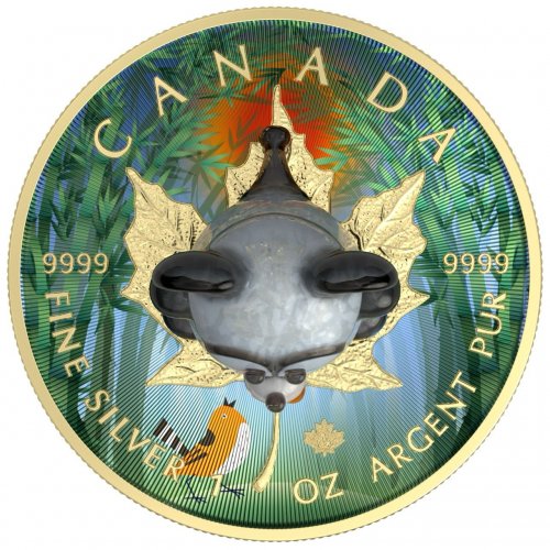 Canada 2022 5$ Maple leaf - Murano glass Series -Panda 1 Oz silver coin