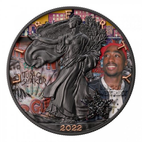 USA 2022 1$ Liberty - Music Super Star - Tupac Shakur 1 Oz  silver coin