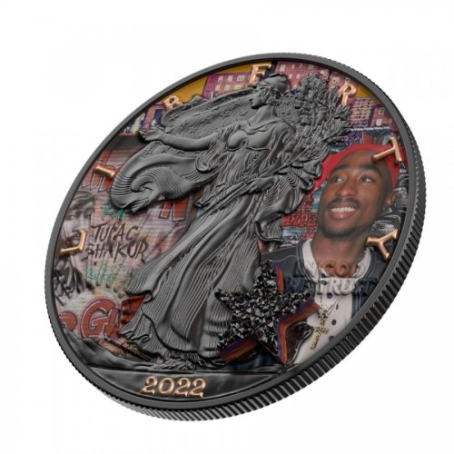 USA 2022 1$ Liberty - Music Super Star - Tupac Shakur 1 Oz  silver coin