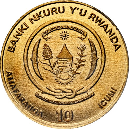 Rwanda 2021 10 FRW Gold.Affordable. - Christmas Angel 1/200 gold coin