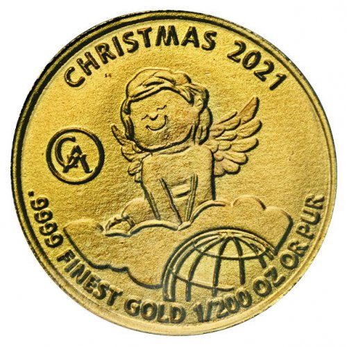 Rwanda 2021 10 FRW Gold.Affordable. - Christmas Angel 1/200 gold coin