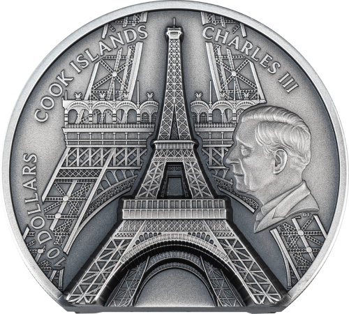 Cook Islands 2024 10$ - EIFFEL TOWER Historical Monuments 2 Oz silver coin