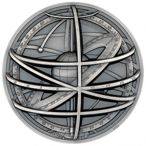 Cook Islands 2024 10$ -ARMILLARY SPHERE Historic Instruments 2 Oz silver coin