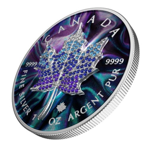 Canada 2022 5$ Maple Leaf Seasons December 1 Oz silver coin with Bejeweled