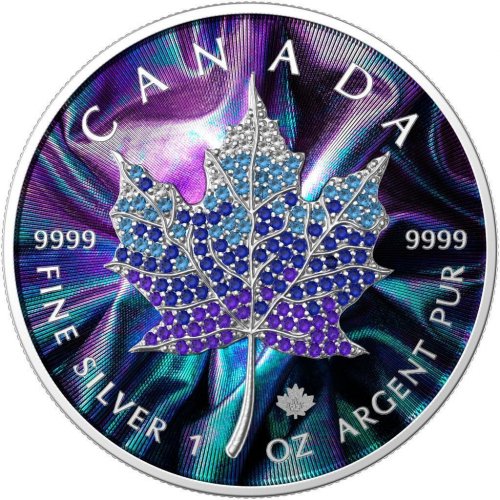 Canada 2022 5$ Maple Leaf Seasons December 1 Oz silver coin with Bejeweled