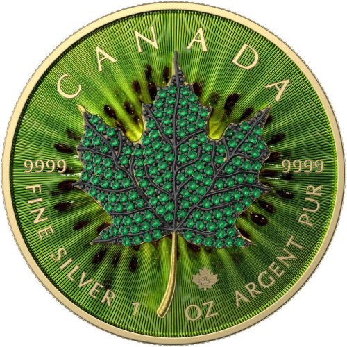 Canada 2022 5$ Maple Leaf Seasons May 1 Oz silver coin with Bejeweled insert