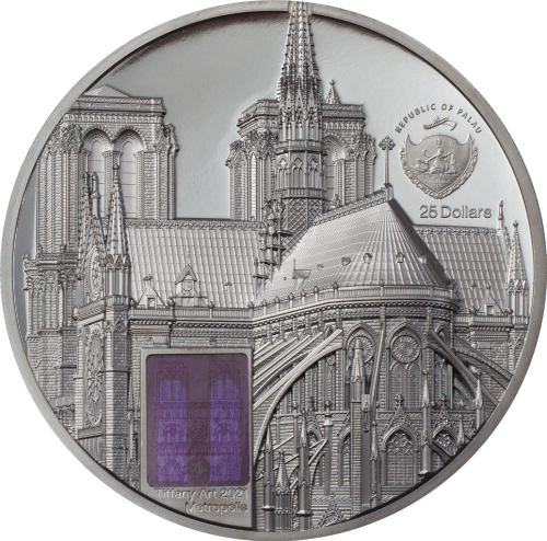 Palau 2021 25$ NOTRE DAME DE PARIS Tiffany Art 5 Oz Silver Coin