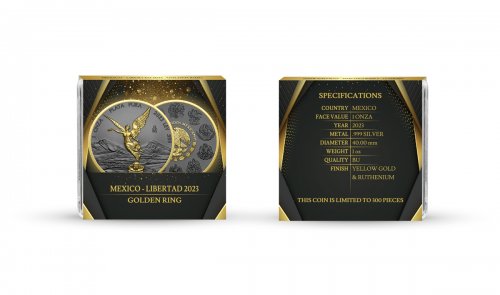 Mexico 2023 1 Onza Mexican Libertad Golden Ring 1 Oz silver coin