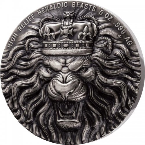 Tristan da Cunha 2022 LION OF ENGLAND Heraldic Beasts 5 Oz silver coin