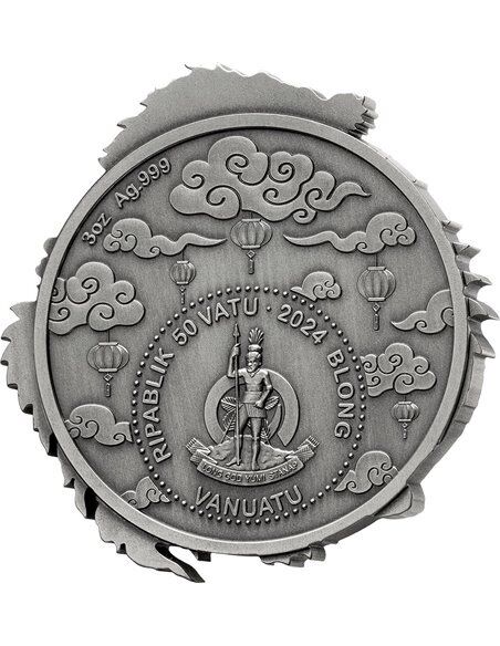 Vanuatu 2024 50 Vatu DRAGON Chinese Lunar Year 3 Oz silver coin