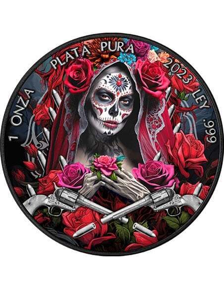 Mexico 2023 1 Onza Libertad SANTA MUERTE Black Ruthenium 1 Oz silver coin