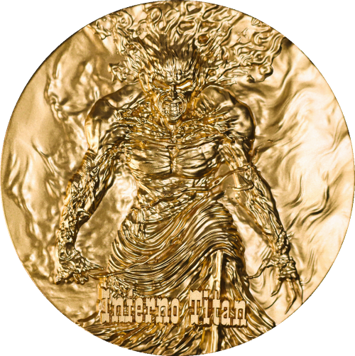 Cameroon  2024 2000 Francs UNLEASH THE FIERY POWER OF INFERNO TITAN Gilded 2 Oz silver coin