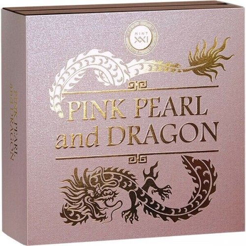 Niue 2024 5$ PINK PEARL AND DRAGON Divine Pearls 2 Oz silver coin