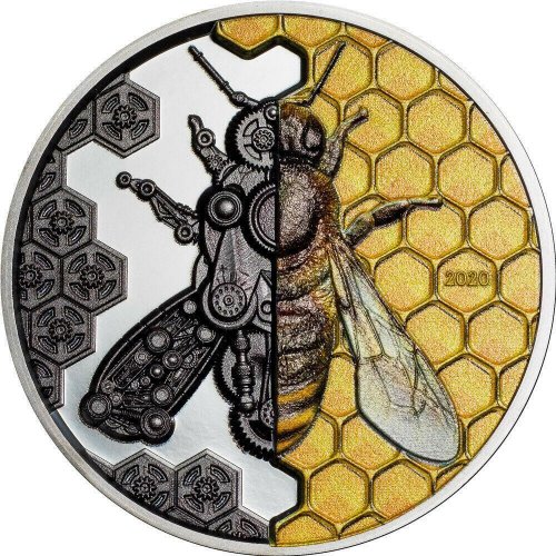 Mongolia 2020 2000Togrog MECHANICAL BEE Clockwork Evolution 3 Oz Silver Coin