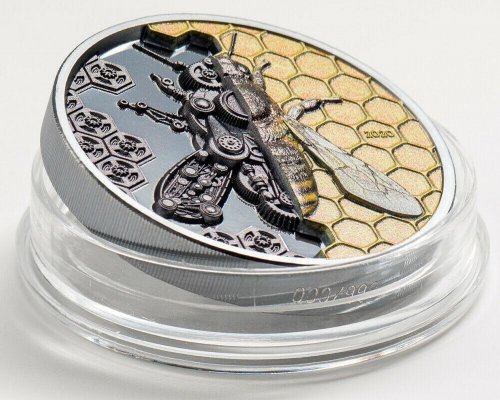 Mongolia 2020 2000Togrog MECHANICAL BEE Clockwork Evolution 3 Oz Silver Coin