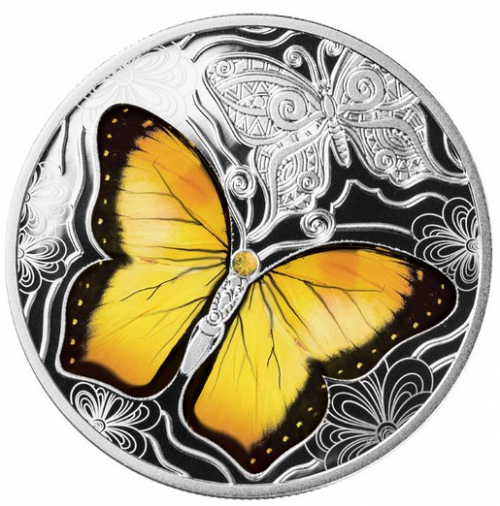 Cameroon 2021 500 Francs YELLOW BUTTERFLY Colorful World silver coin