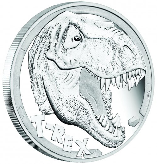 Tuvalu 2017 5$ TYRANNOSAURUS REX Dinosaur 5 Oz silver coin