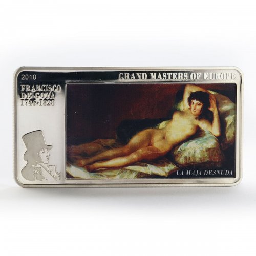 Cook Island 2010 20$ GOYA Maja Naked Nude Clothed 3 Oz silver coin