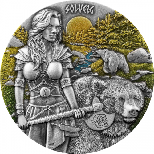 Germania 2024 10 Mark Valkyries: SOLVEIG 2 Oz Antique Finish silver coin