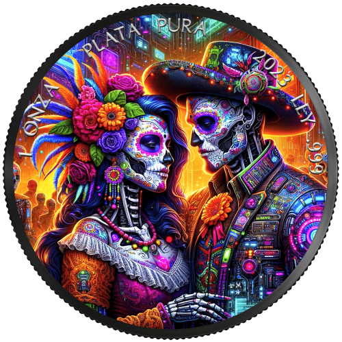 Mexico 2023 1 Onza DIA DE LOS MUERTOS Cyberpunk 1 Oz silver coin