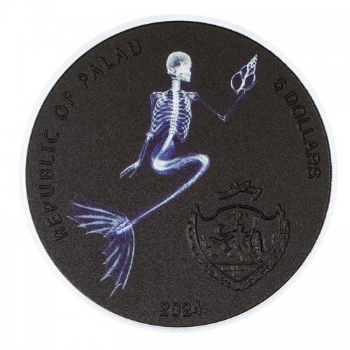 Cook Islands 2024 5$ LAST MERMAID X Ray 1 Oz silver coin