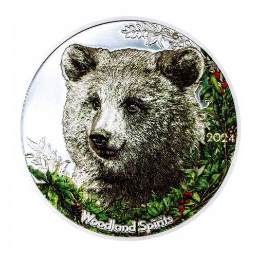 Mongolia 2024 500 Togrog BEAR Woodland Spirit 1 Oz silver coin