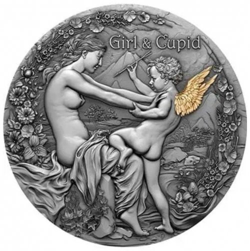 Cameroon 2023 2000 Francs GIRL AND CUPID 2 Oz silver coin