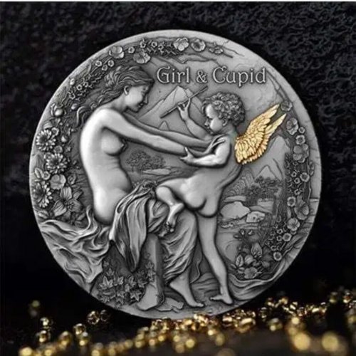 Cameroon 2023 2000 Francs GIRL AND CUPID 2 Oz silver coin